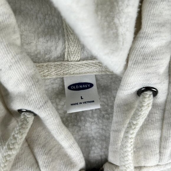 Old Navy Full Zip Up Hoodie Drawstring Hood Women Large Spell Out Soft Cozy READ - Picture 5 of 9